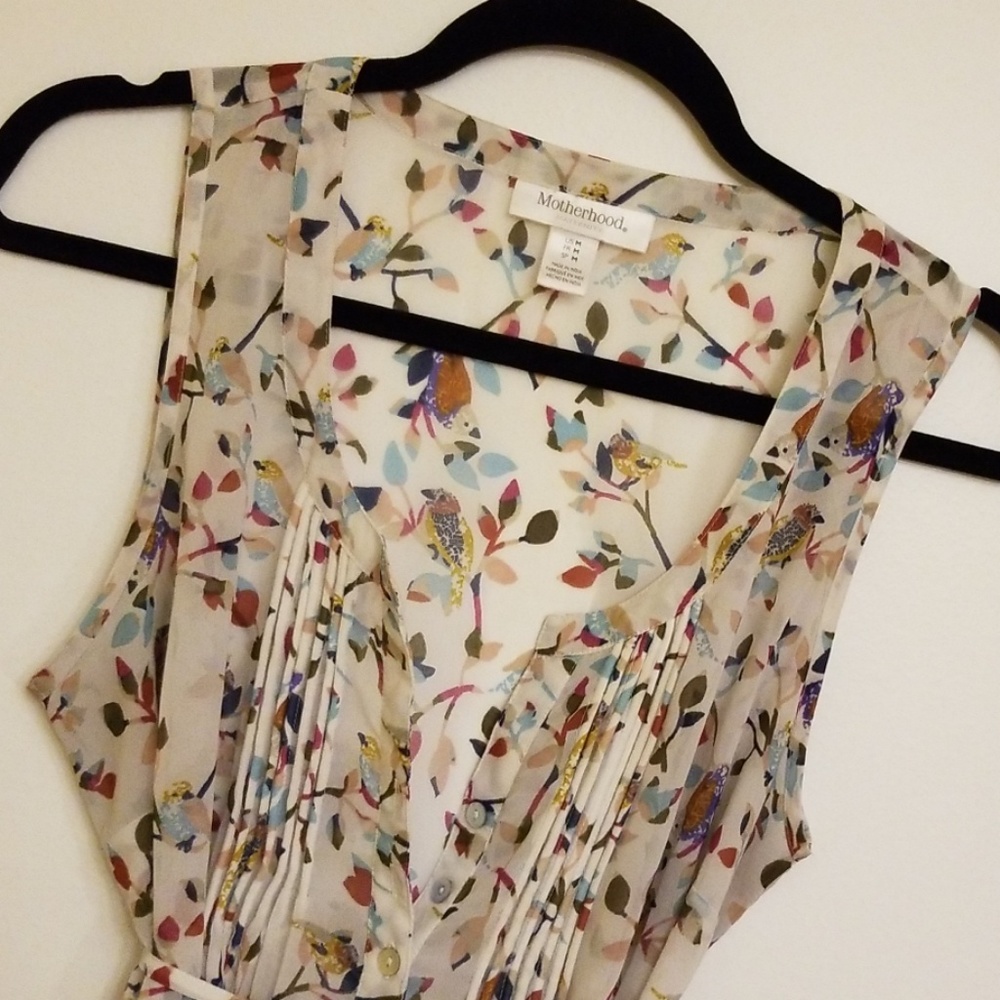 Motherhood Maternity Sleeveless Bird/Tree Top